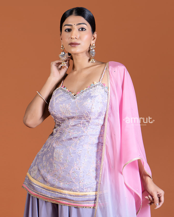 Lavender Palazzo set and Ombre Dupatta