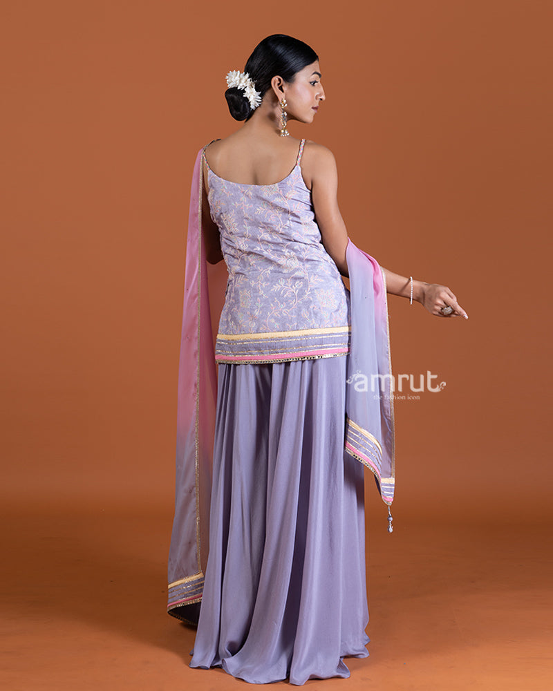 Lavender Palazzo set and Ombre Dupatta