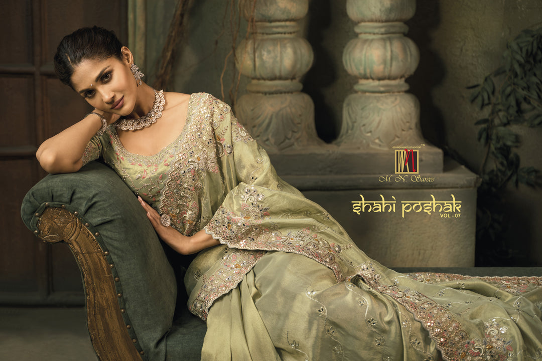 Pastel Green Silk Saree with Intricate Embroidery & Elegant Zari Border