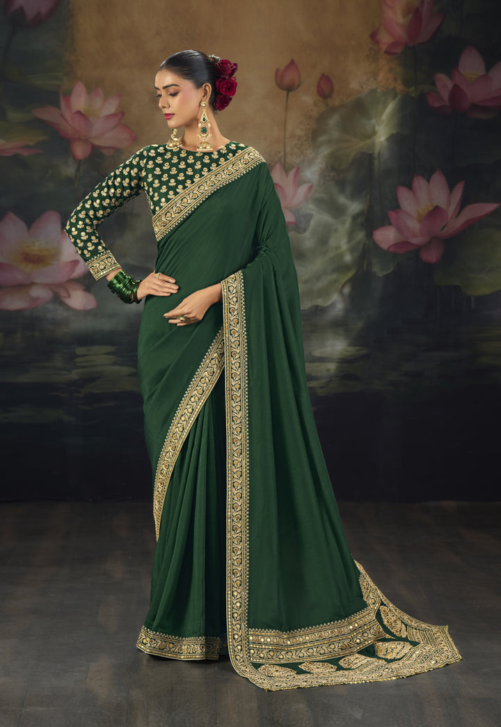 Royal Saree with Intricate Gold Embroidery & Designer Blouse