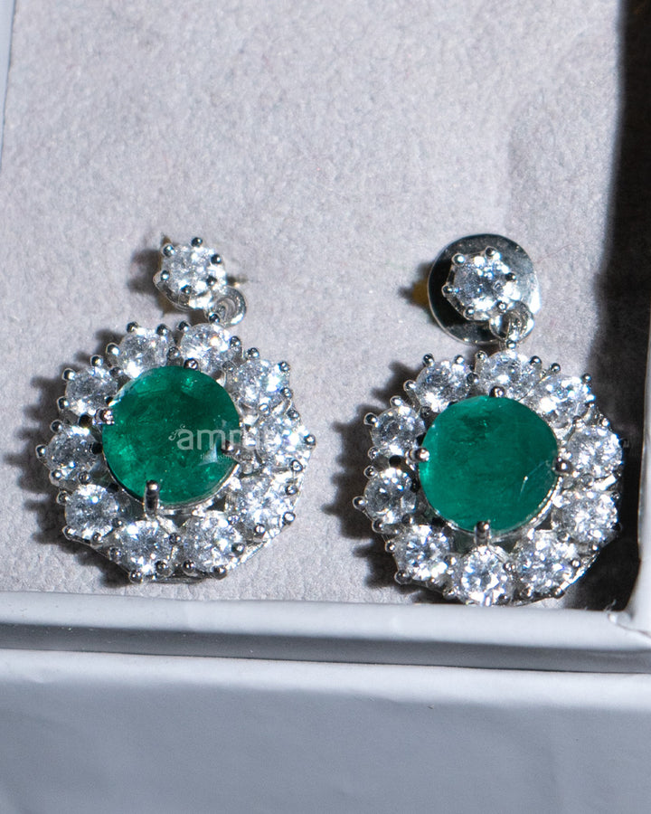 925 Sterling Silver Green Stone Earrings