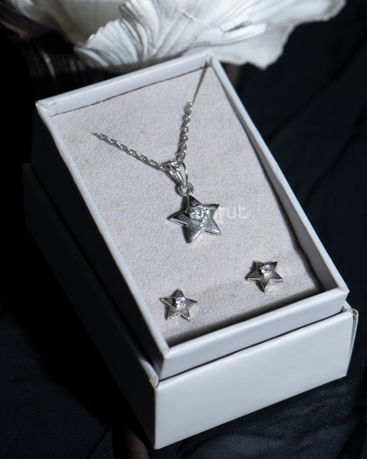 925 Sterling Silver Star-shape Pendant Set