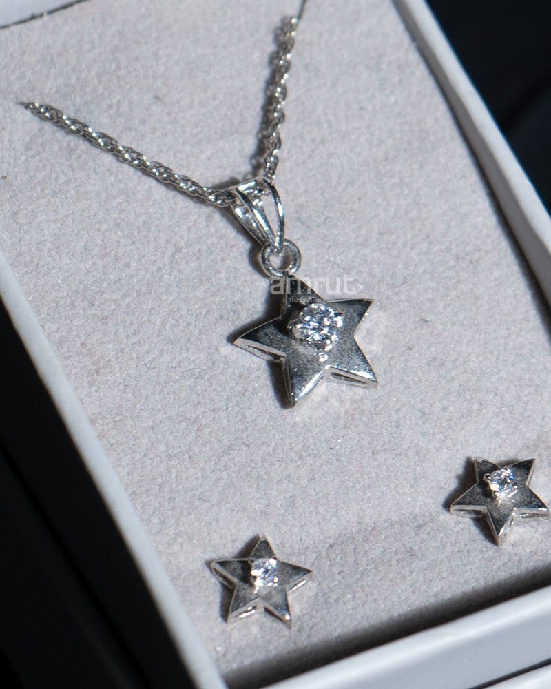 925 Sterling Silver Star-shape Pendant Set