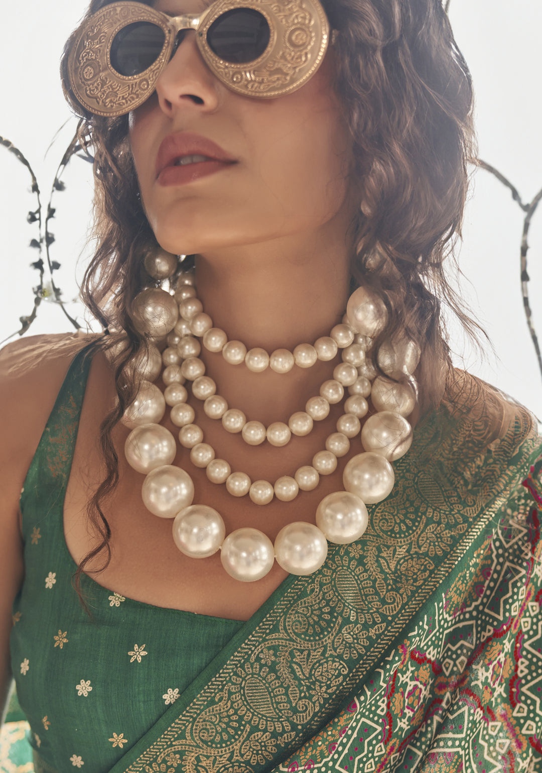 Emerald Green Designer Silk Saree with Heritage Woven Motifs
