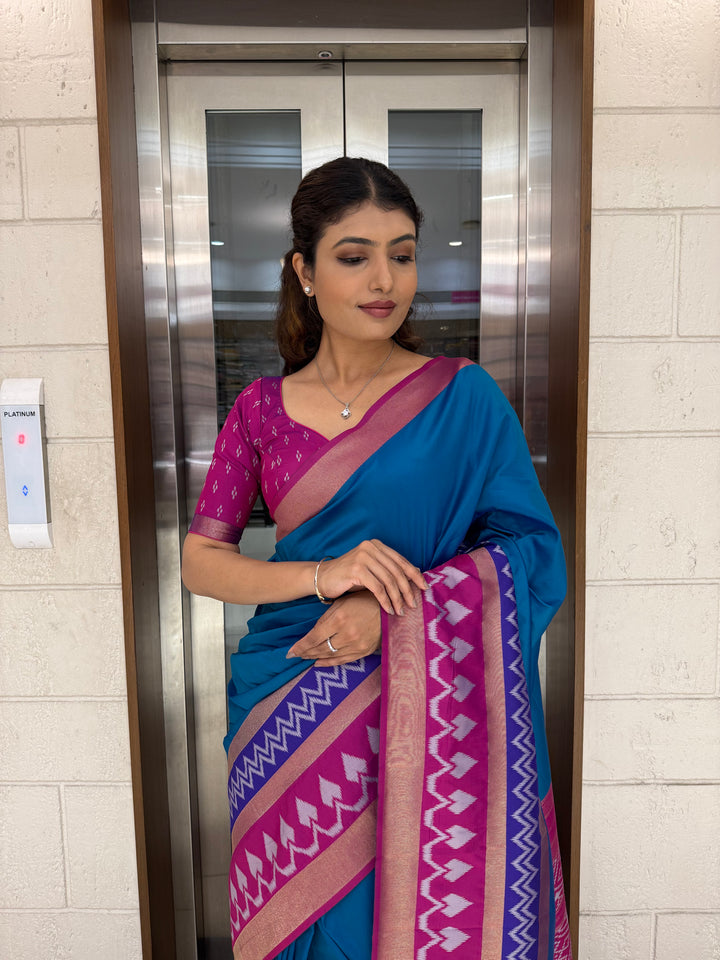Elegant Patola Silk Saree with Unstitched Blouse and Exquisite Weaving