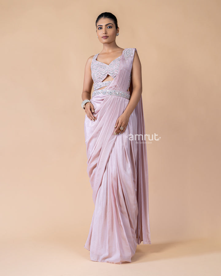 Baby Pink Ready to Wear Saree