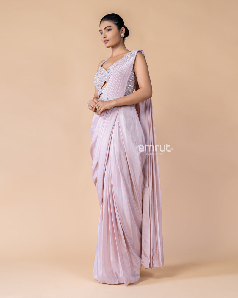 Baby Pink Ready to Wear Saree