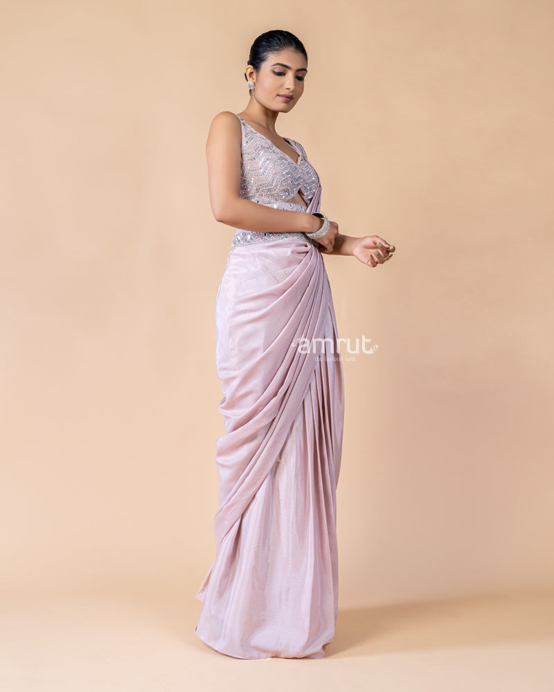 Baby Pink Ready to Wear Saree