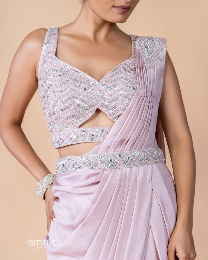 Baby Pink Ready to Wear Saree