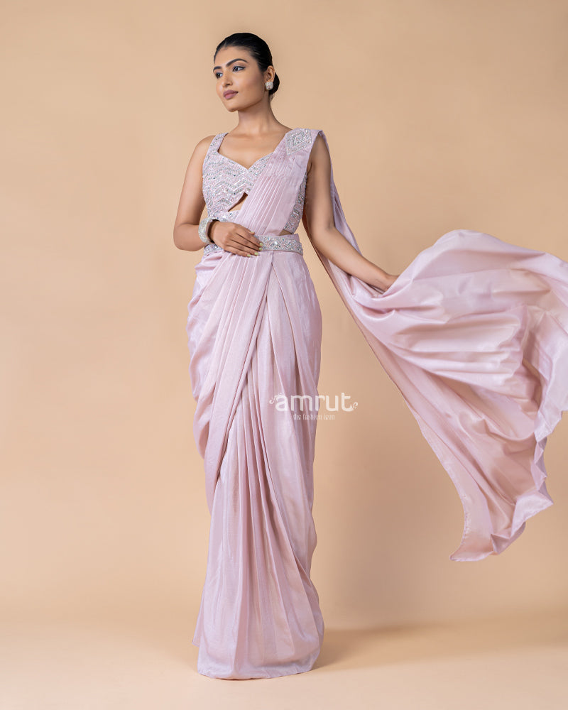 Baby Pink Ready to Wear Saree