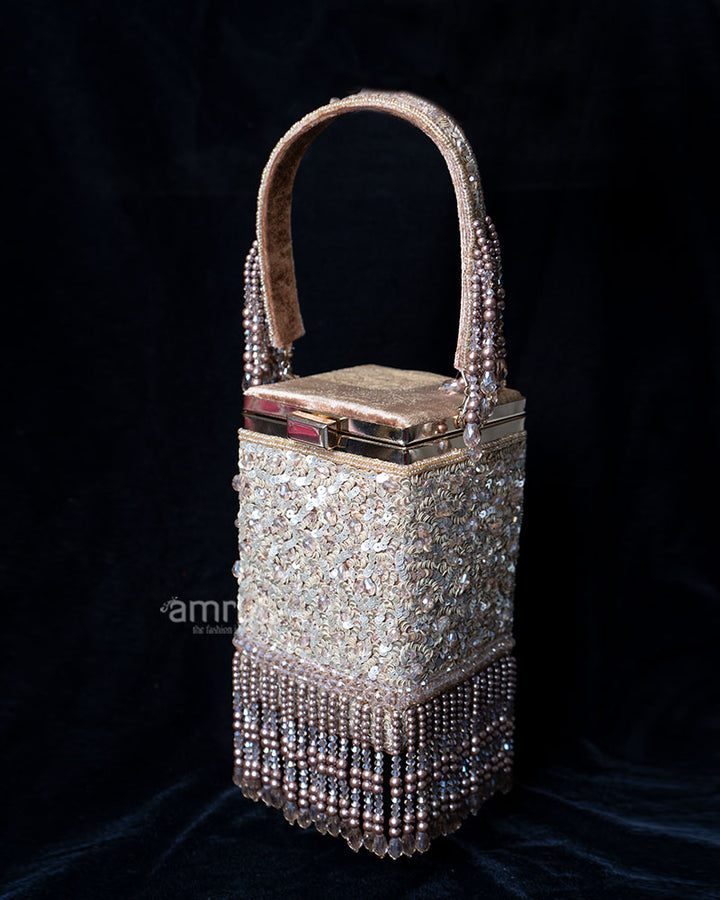 Beaded Sequin Crystal Tassel Fringe Clutch 01