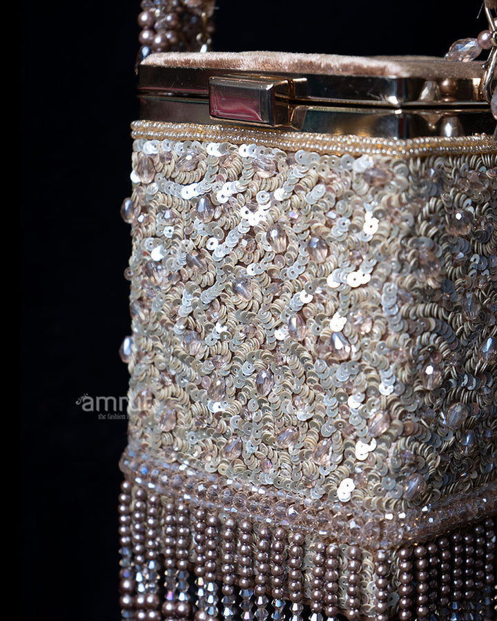 Beaded Sequin Crystal Tassel Fringe Clutch 02