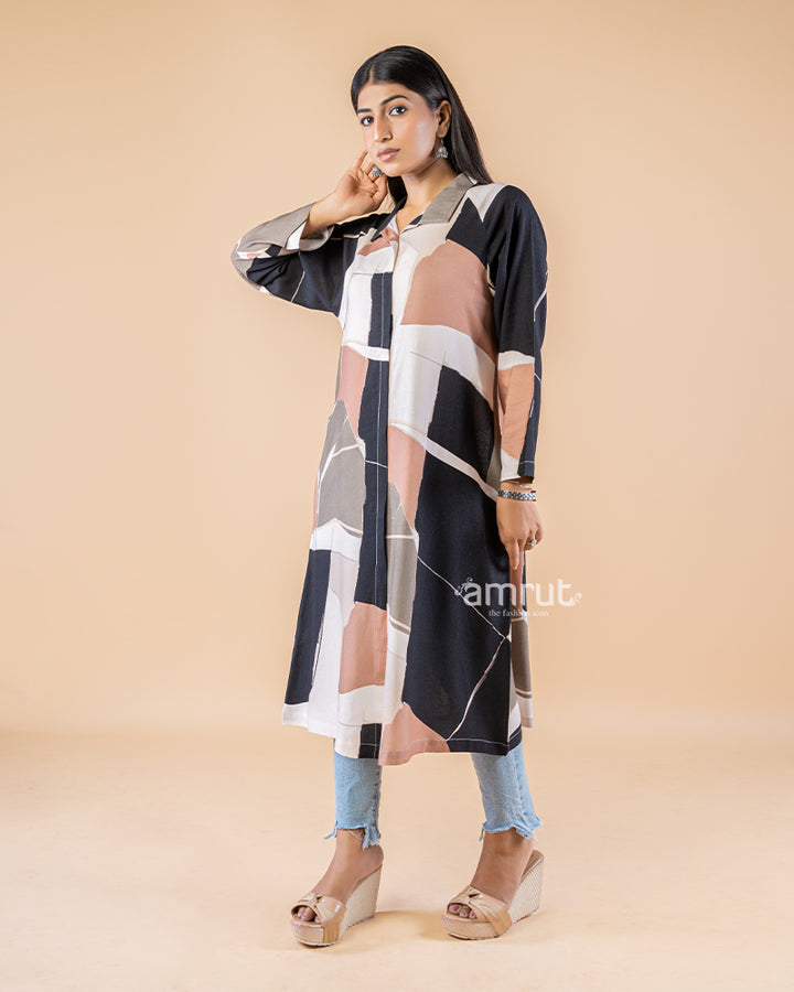 Black Multicolor Stylish Western Dress