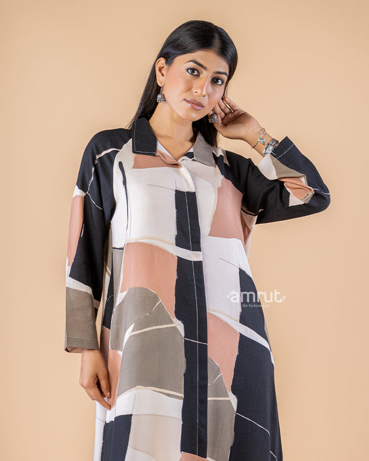 Black Multicolor Stylish Western Dress