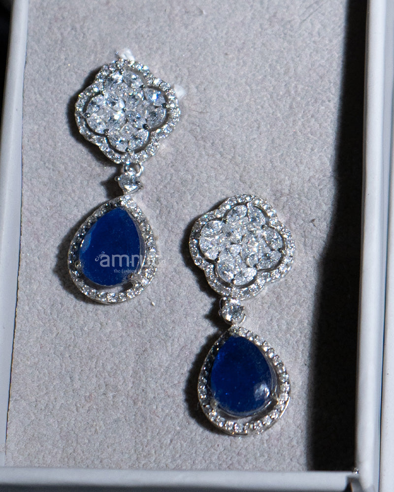 Blue Sapphire Gemstone 925 Sterling Silver Earrings