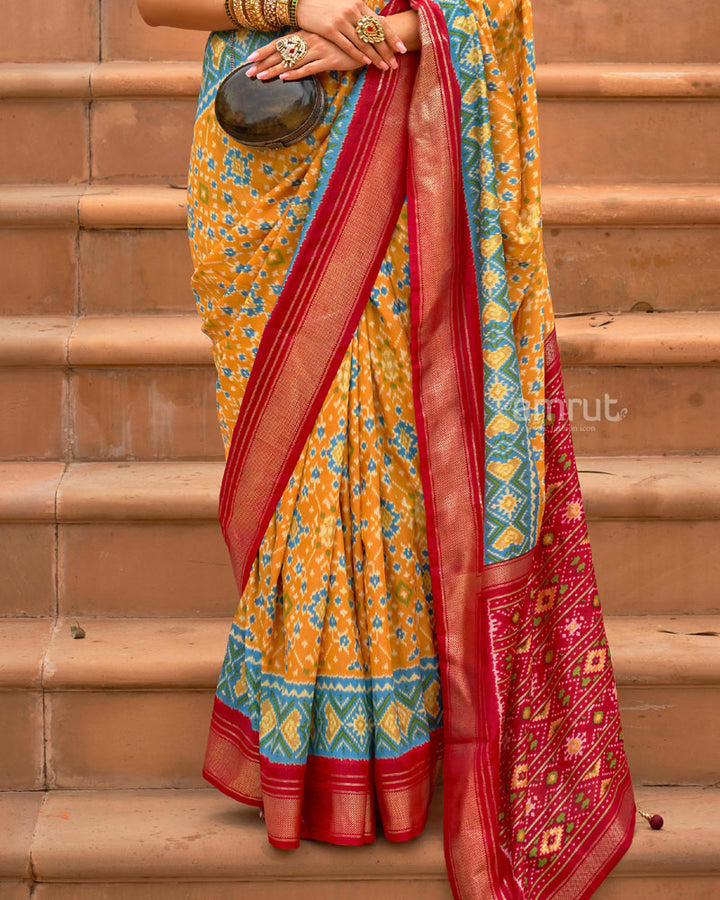 Carrot Orange Cotton Silk Saree With Unstitched Blouse