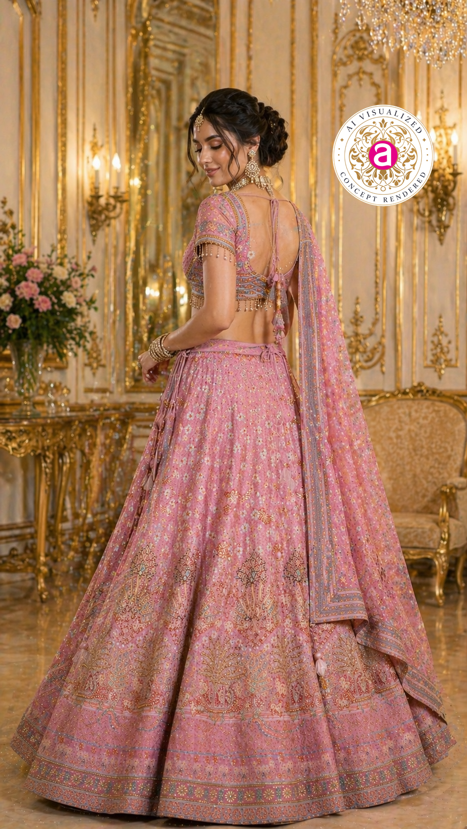 Blush Pink Designer Lehenga Set with Embellished Blouse and Dupatta