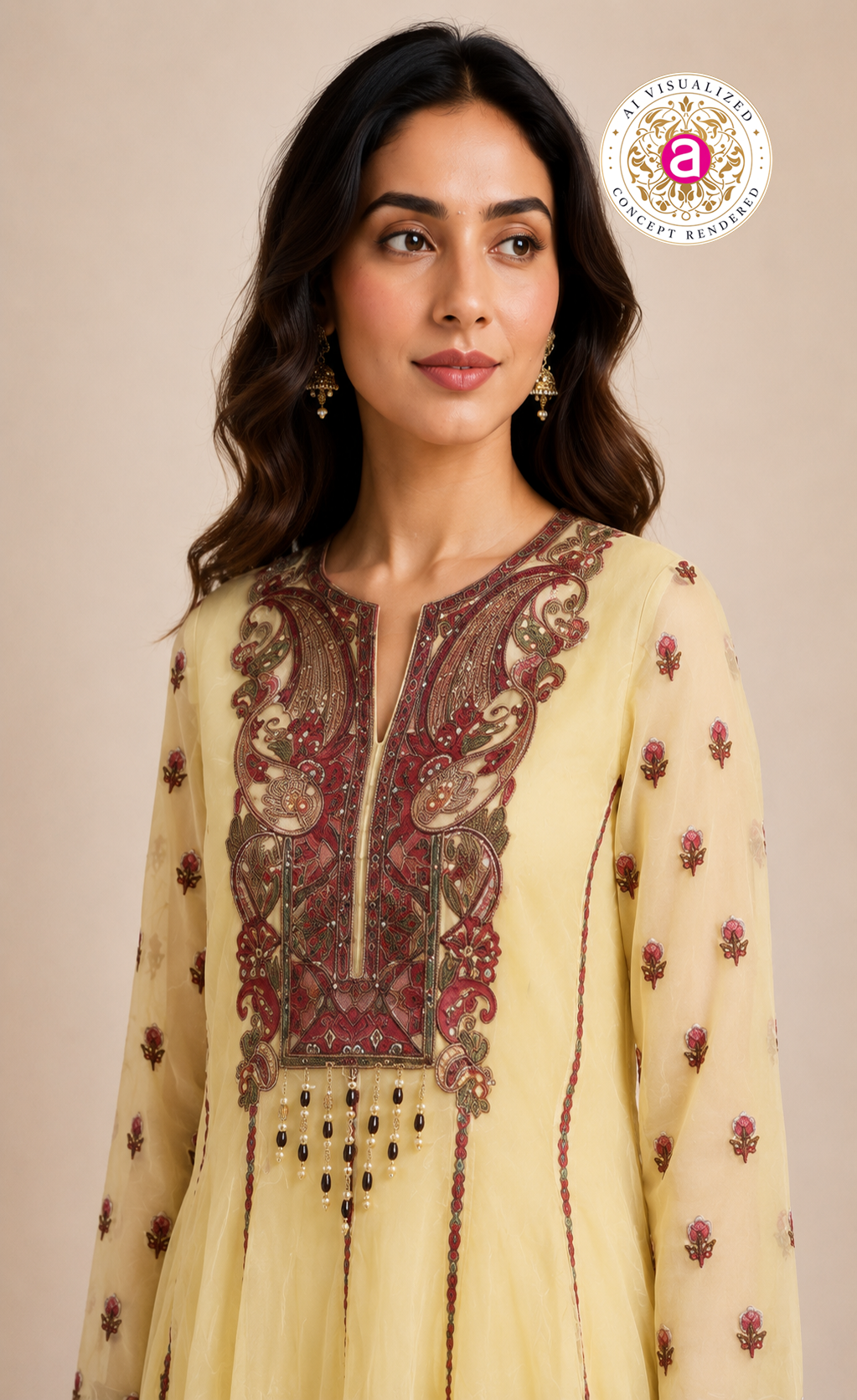 Pastel Yellow Embroidered Sharara Set with Heritage Motif Kurta