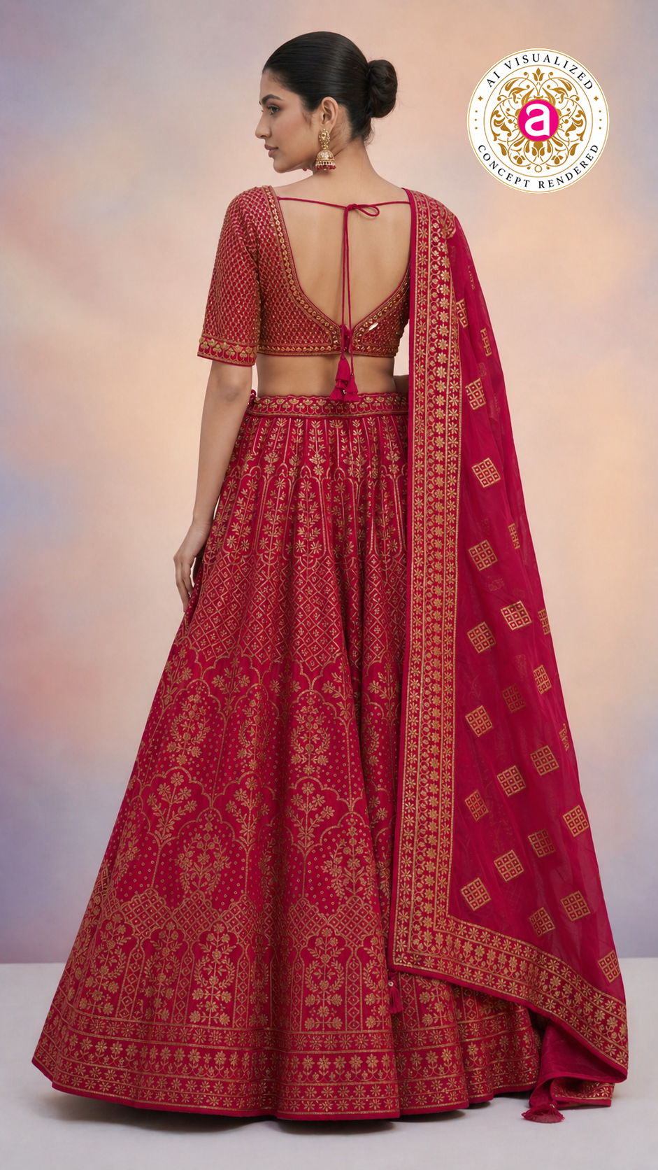 Red & Gold Banarasi Designer Lehenga Choli with Woven Dupatta