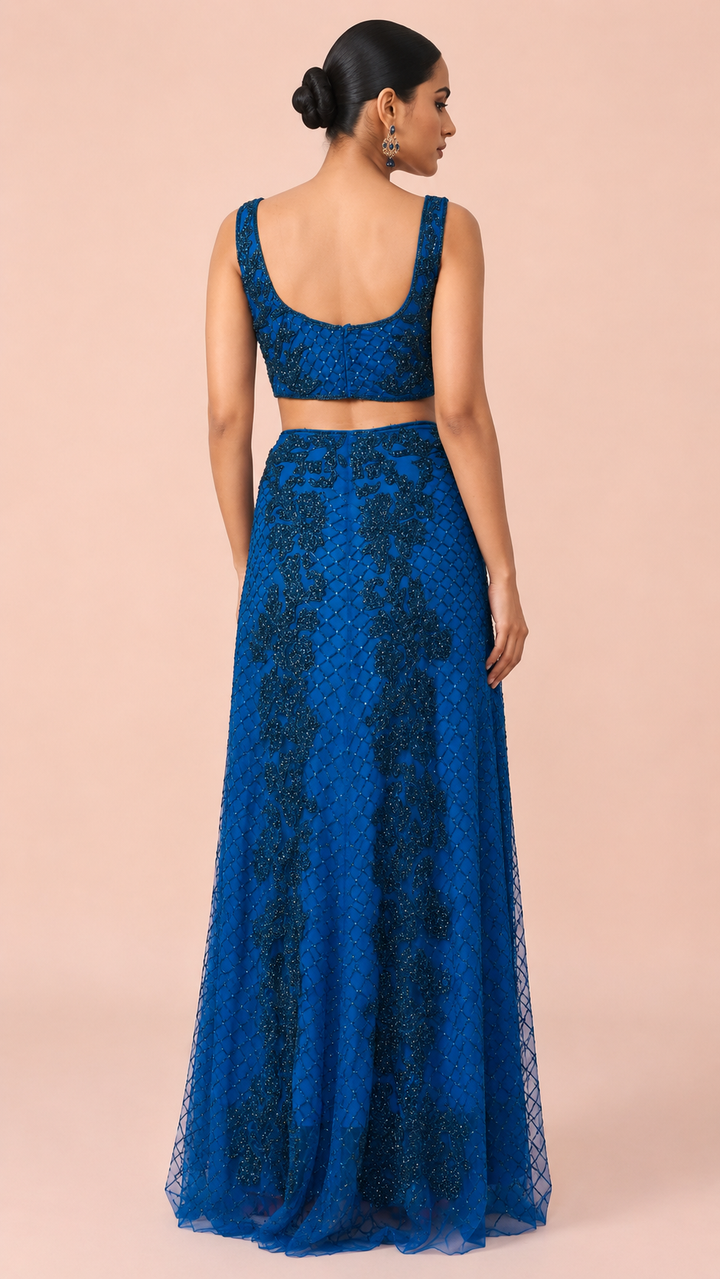 Royal Blue Embellished Designer Lehenga Set