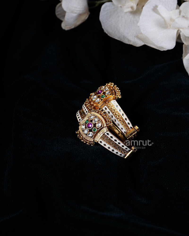 Colorful Gemstones Gold-Toned Enamel Bangle Set 01