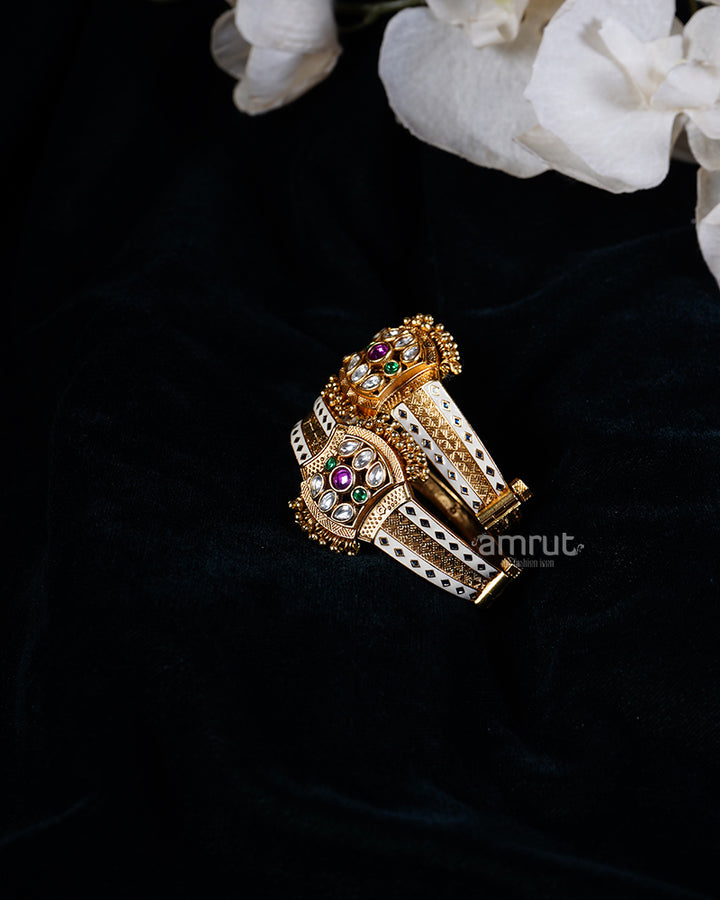 Colorful Gemstones Gold-Toned Enamel Bangle Set 01