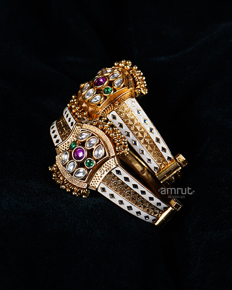 Colorful Gemstones Gold-Toned Enamel Bangle Set 02