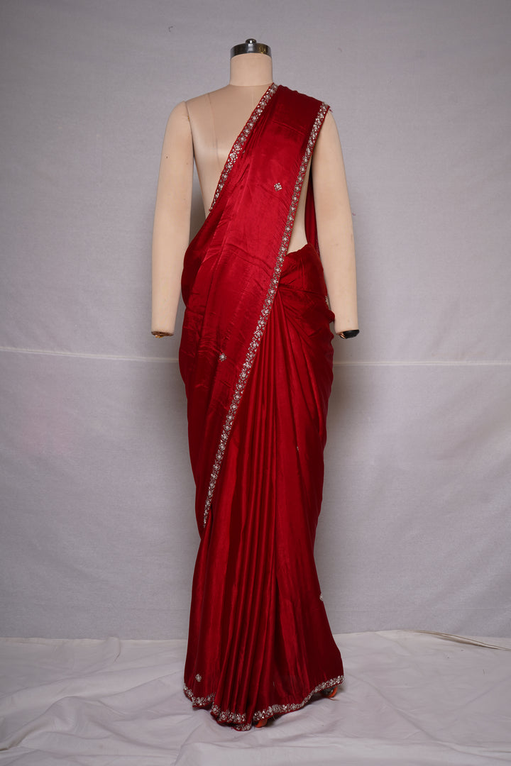 Red Handwork Saree with Designer Handwork Blouse