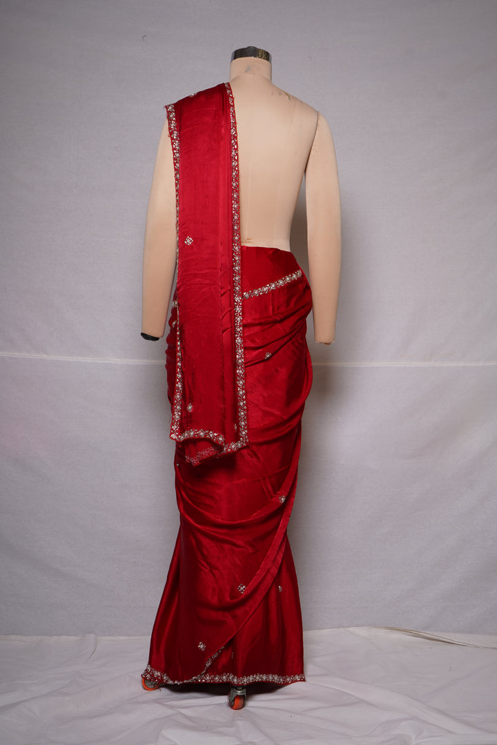 Red Handwork Saree with Designer Handwork Blouse