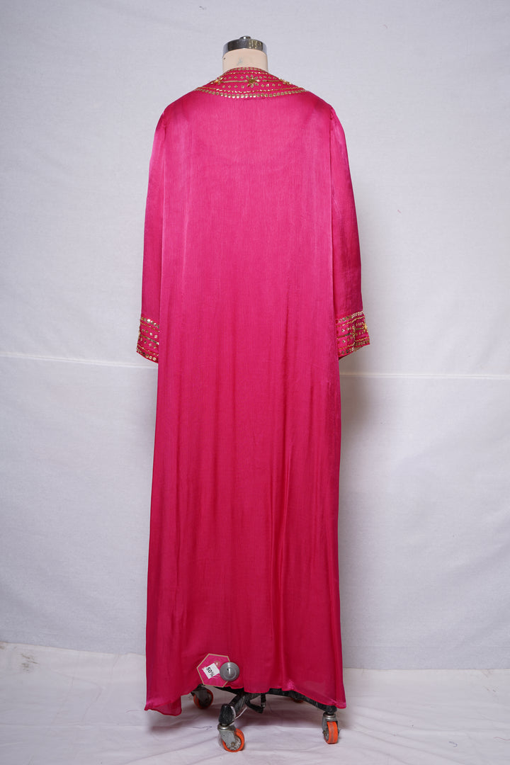 Hot Pink Handworked Sequin Embellished Kaftan Dress
