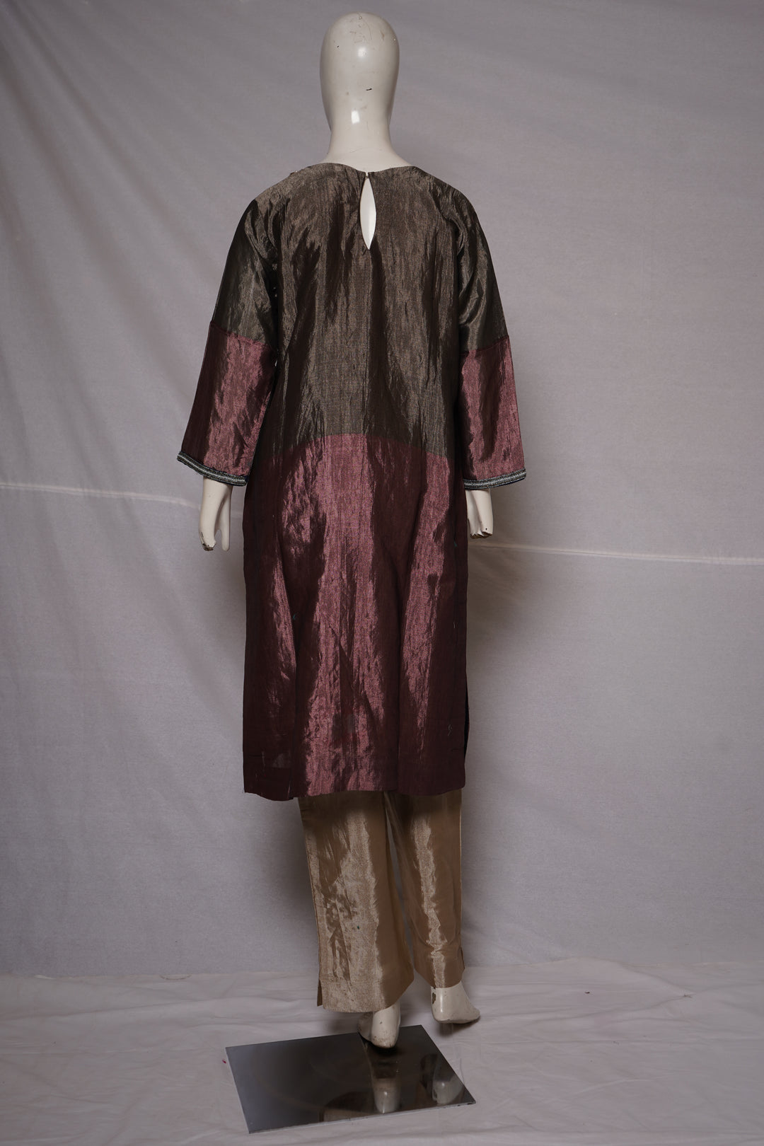 Maroon & Navy Indo-Western Kurta Set with Statement Embellished Yoke