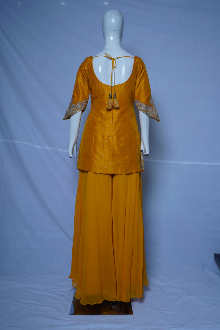 Mustard Yellow Embroidered Sharara Set with Dupatta