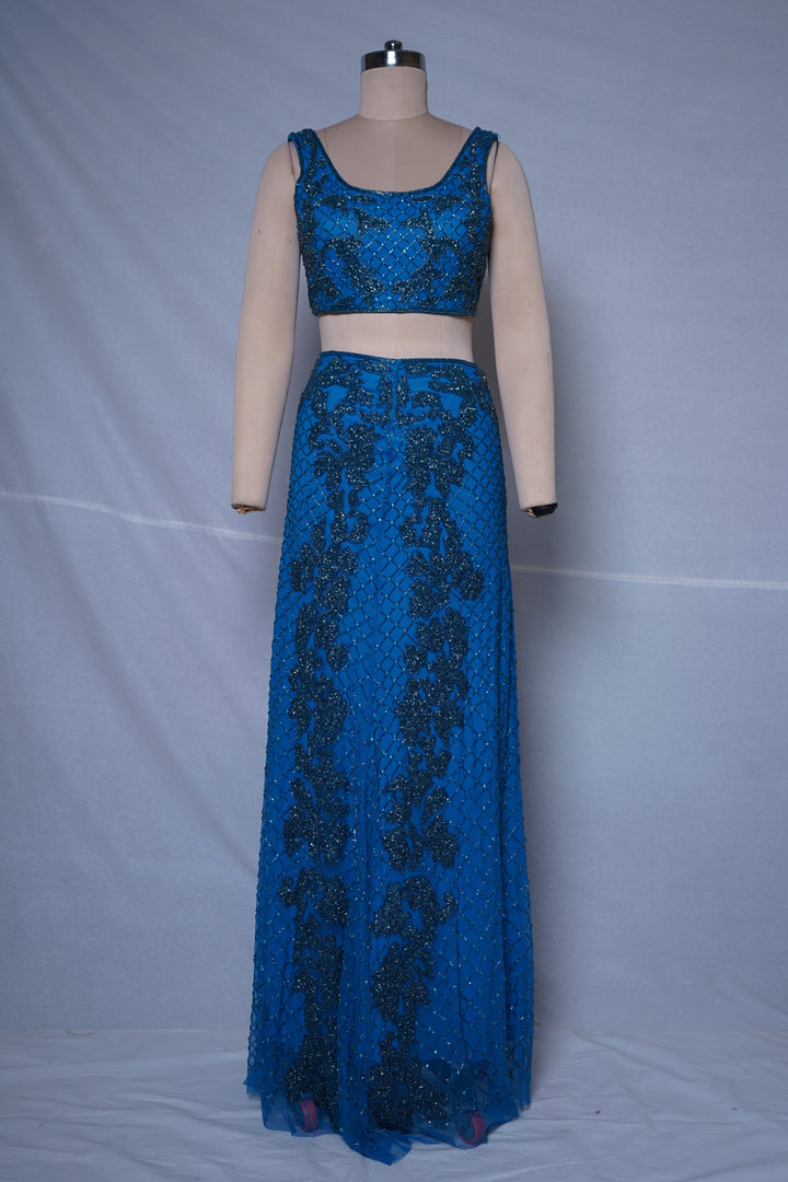 Royal Blue Embellished Designer Lehenga Set