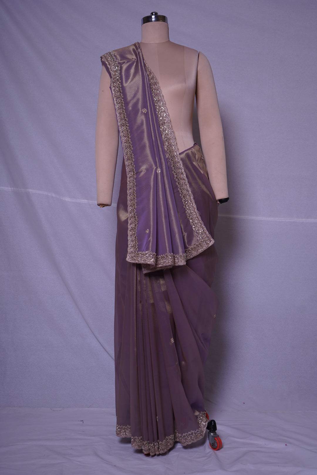Lavender Embroidered Organza Saree