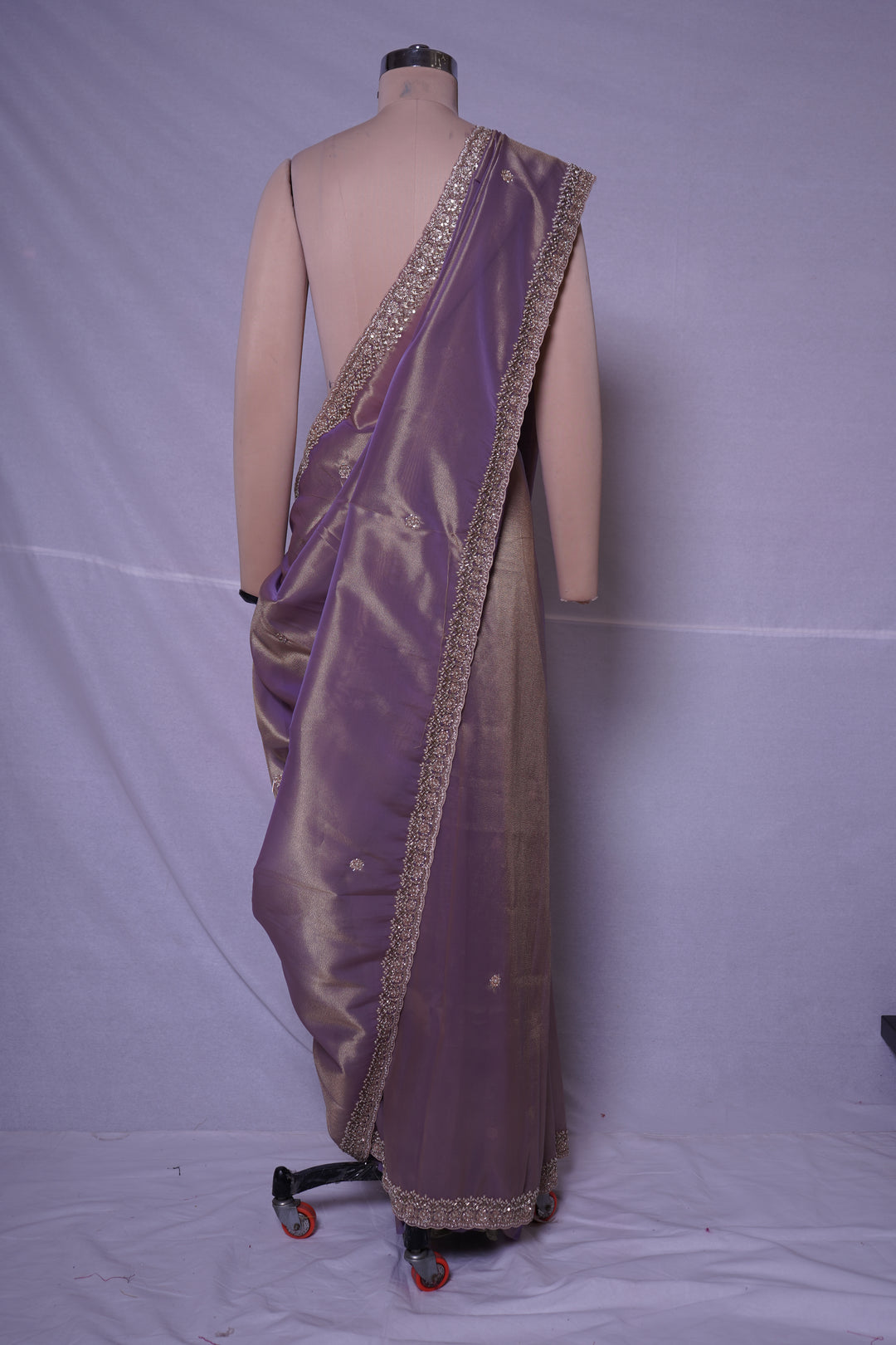 Lavender Embroidered Organza Saree