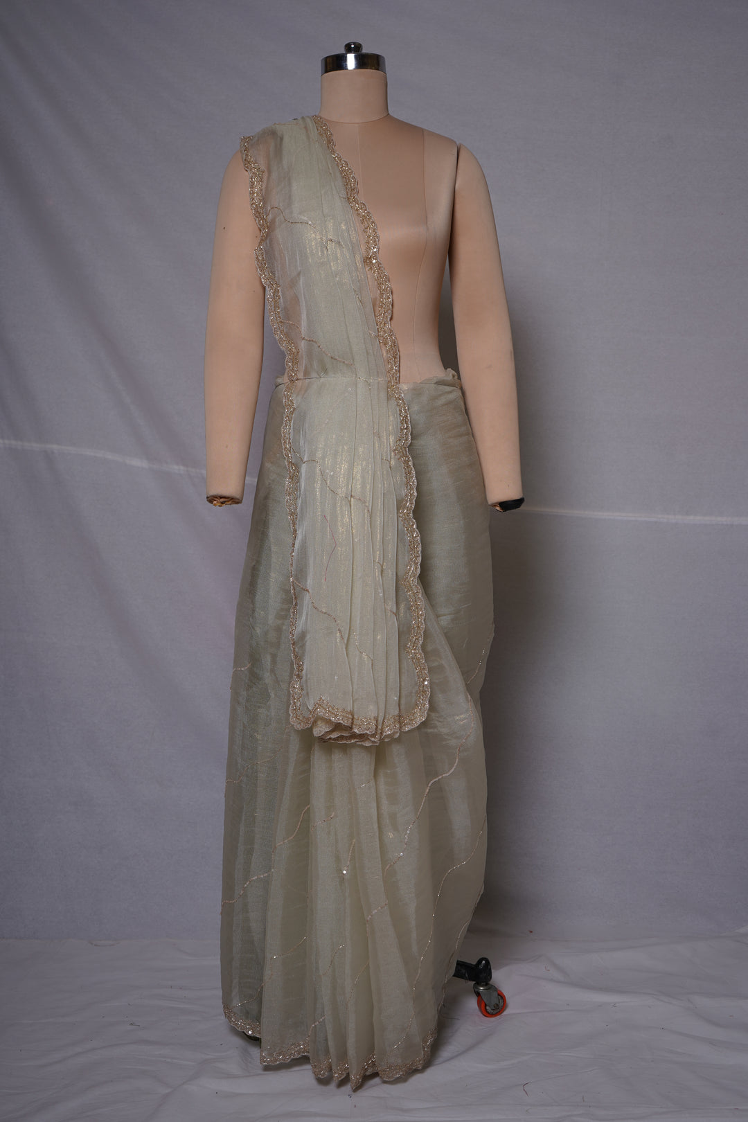 Sage Green Embellished Organza Saree