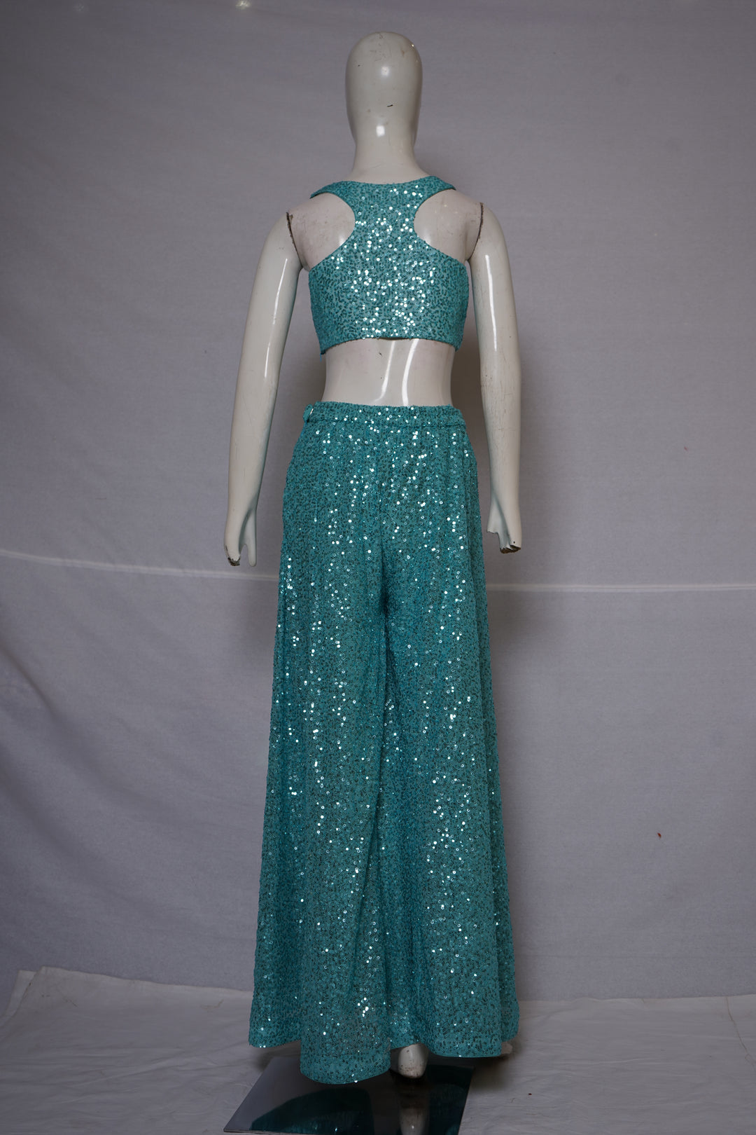 Aqua Blue Sequin Embellished Co-Ord Set
