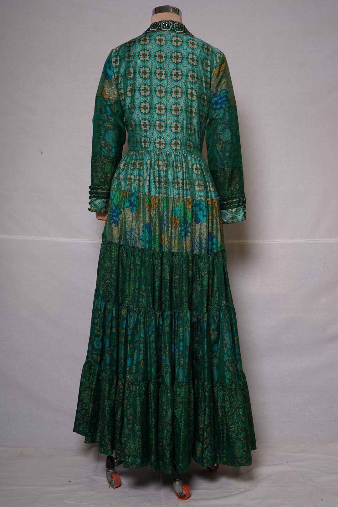 Emerald Green Printed Tiered Maxi Dress