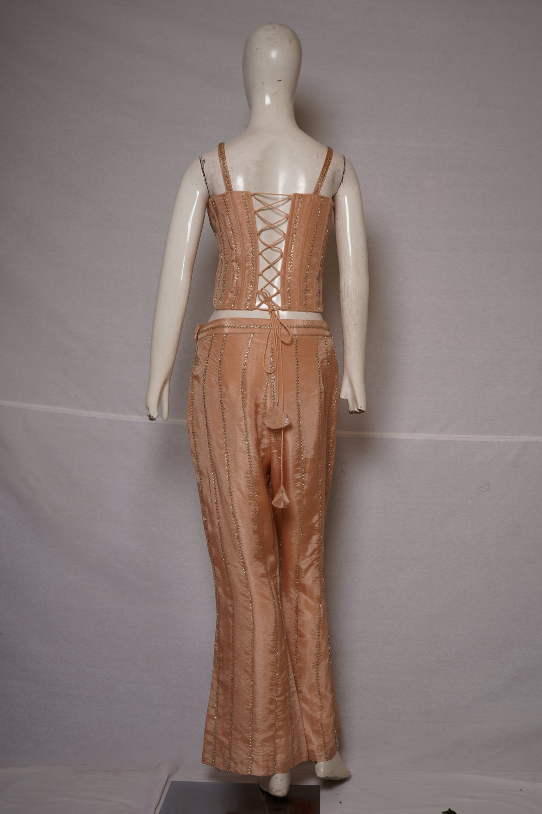 Blush Peach Embellished Corset Co-Ord Set