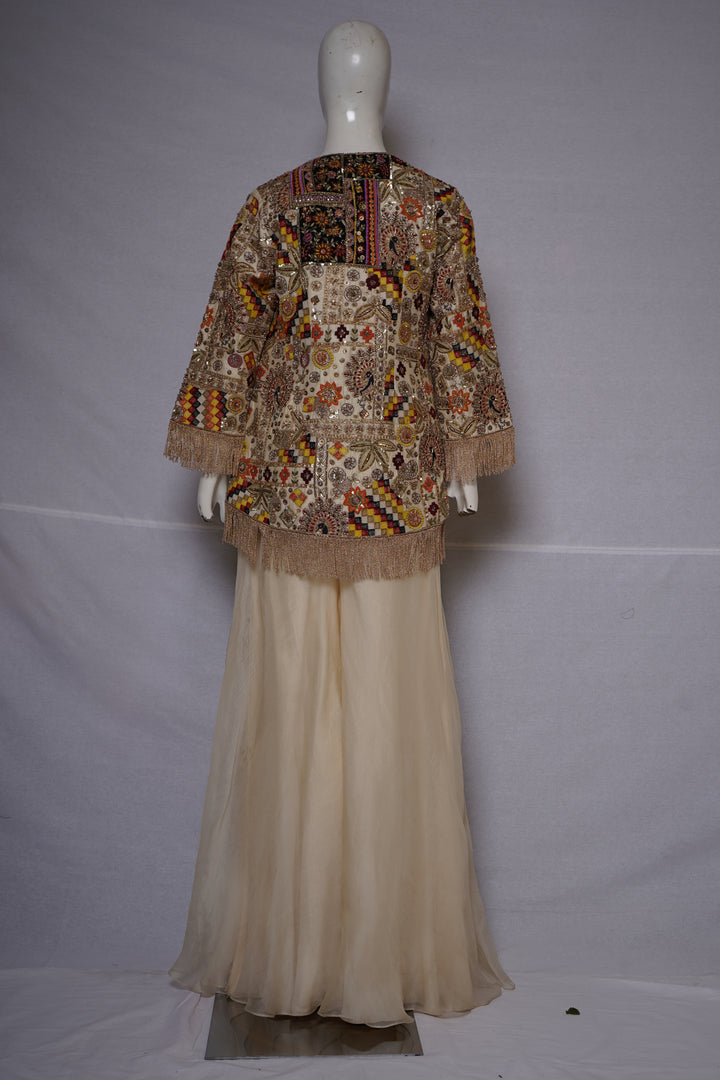 Ivory Heritage Embroidered Jacket Palazzo Set