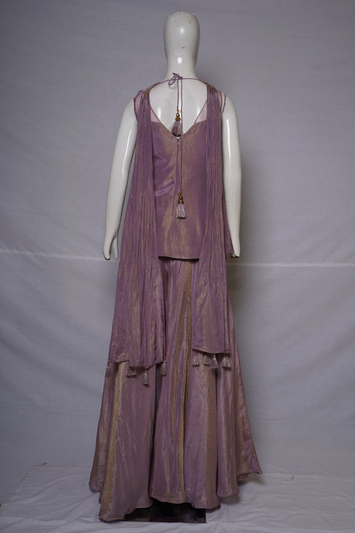 Dusty Mauve Sequined Cape Style Palazzo Set