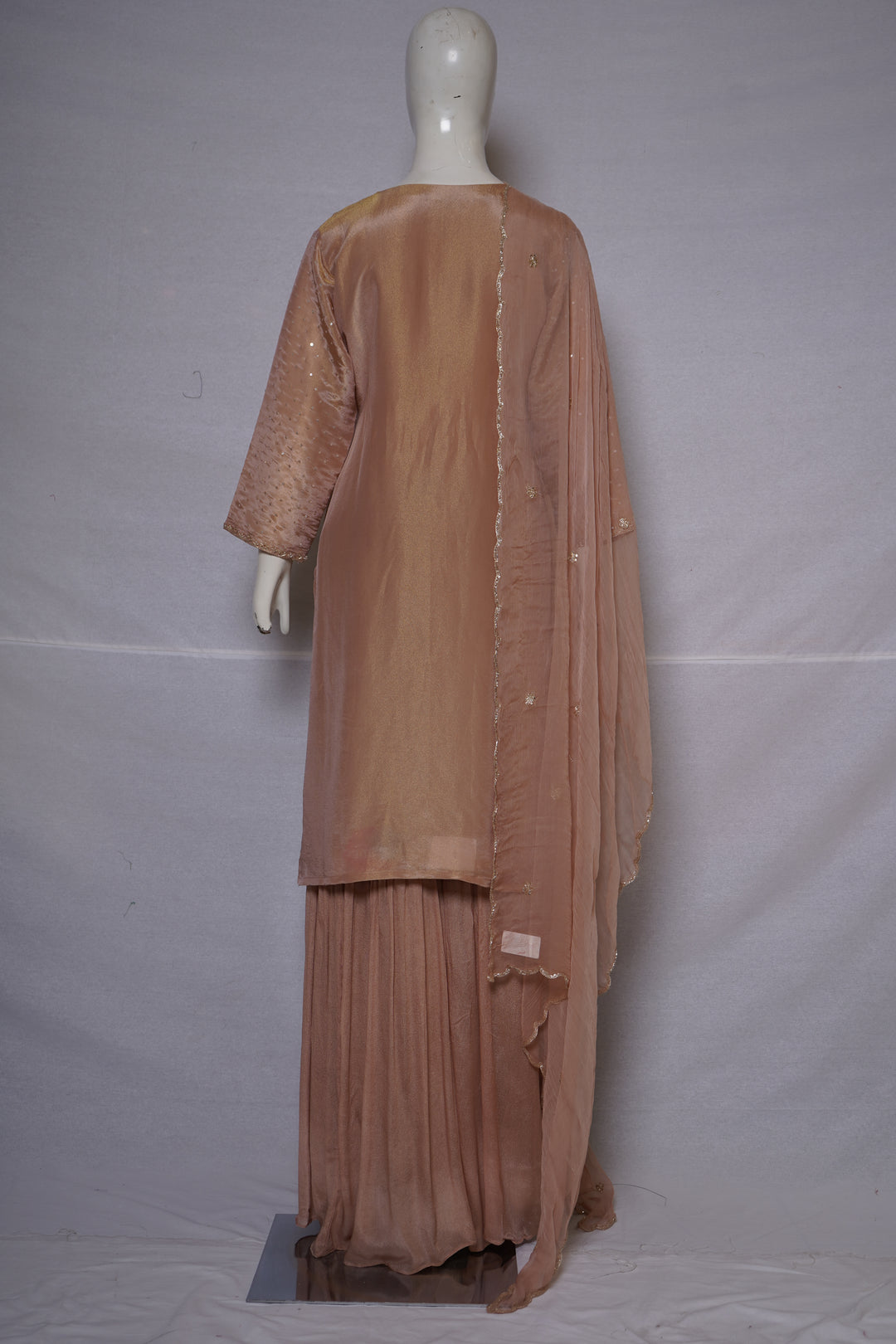 Blush Pink Embroidered Kurta Sharara Set with Dupatta