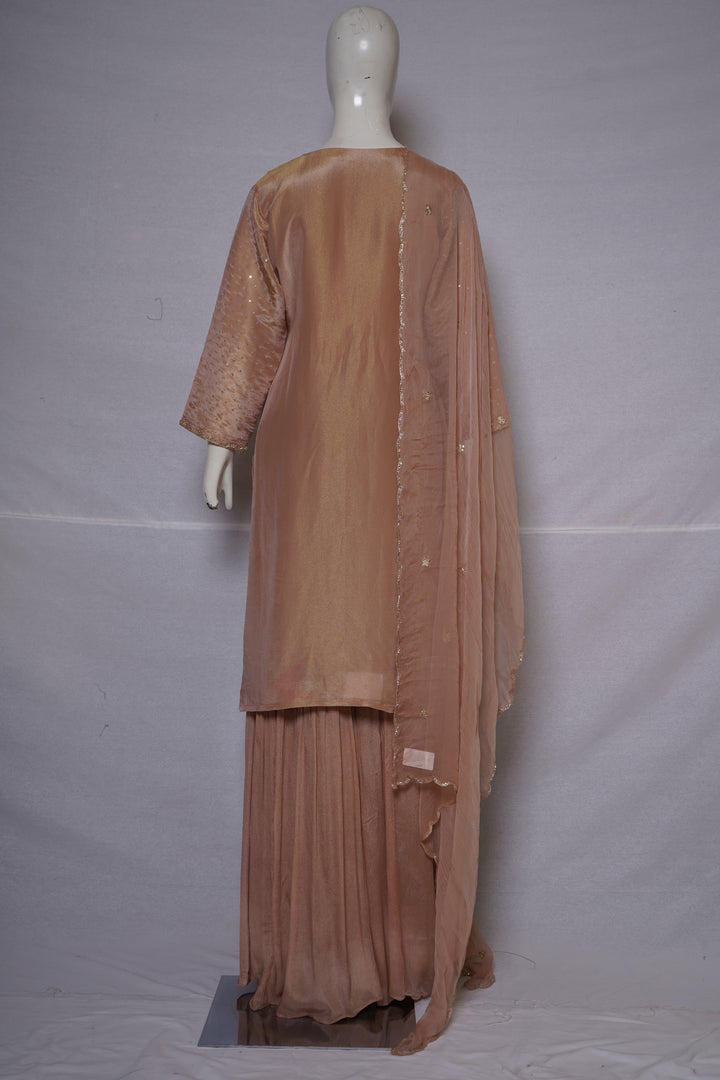 Blush Pink Embroidered Kurta Sharara Set with Dupatta
