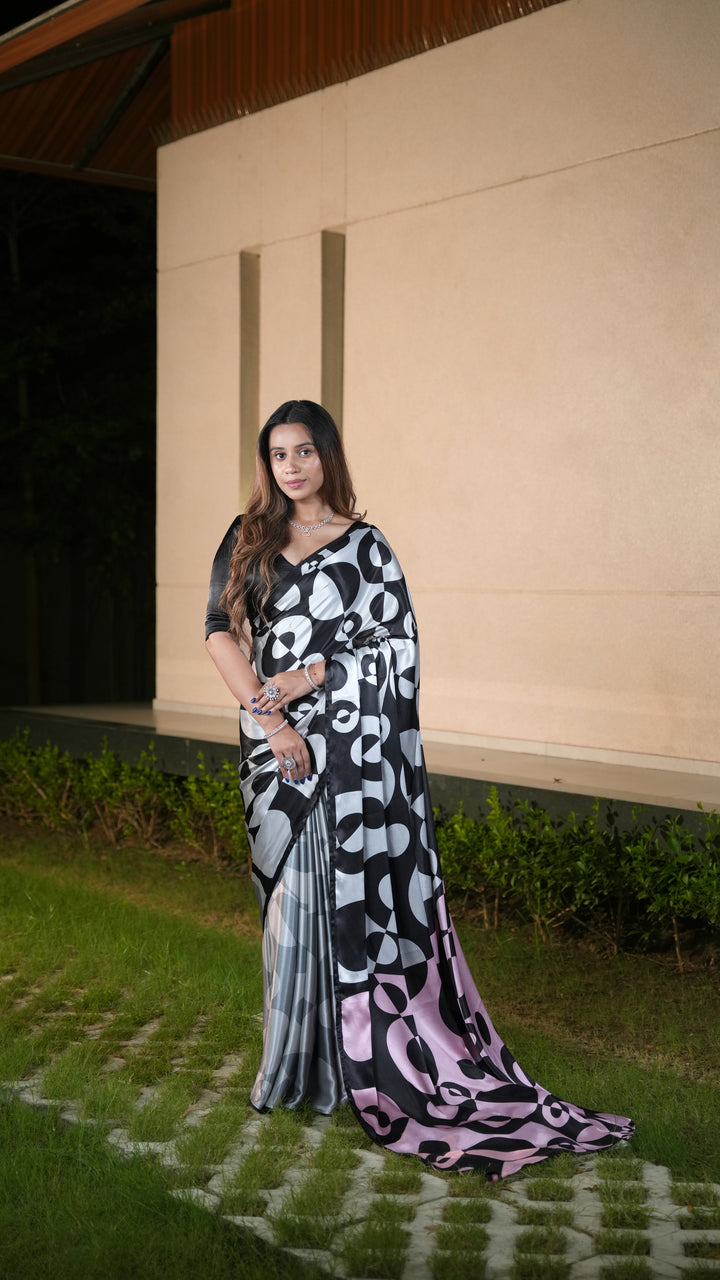Elizabeth Designer Satin Silk Saree Collection | Contemporary Luxury Prints