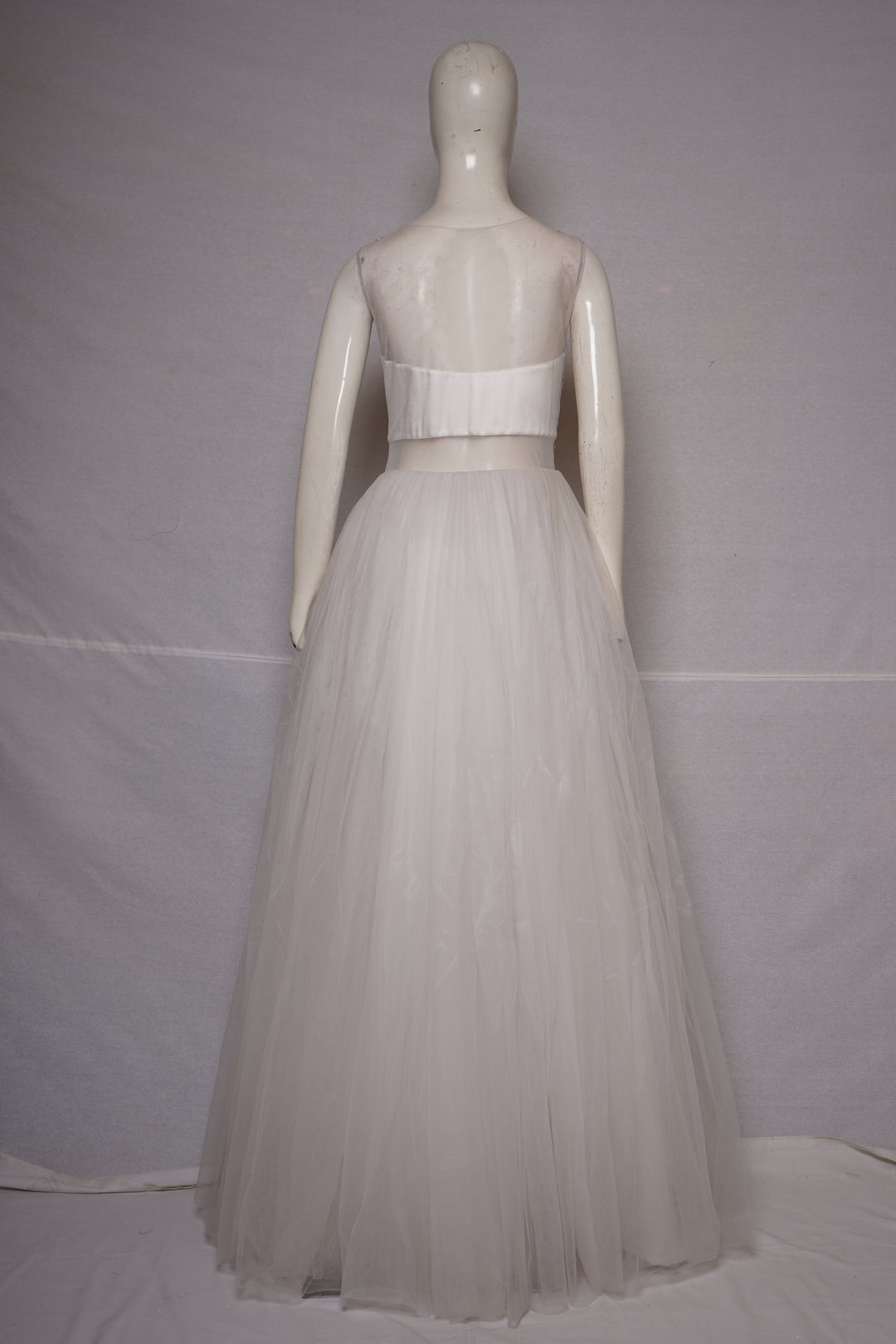 Ivory White Ball Gown with Blush Pink Embroidered Corset Bodice