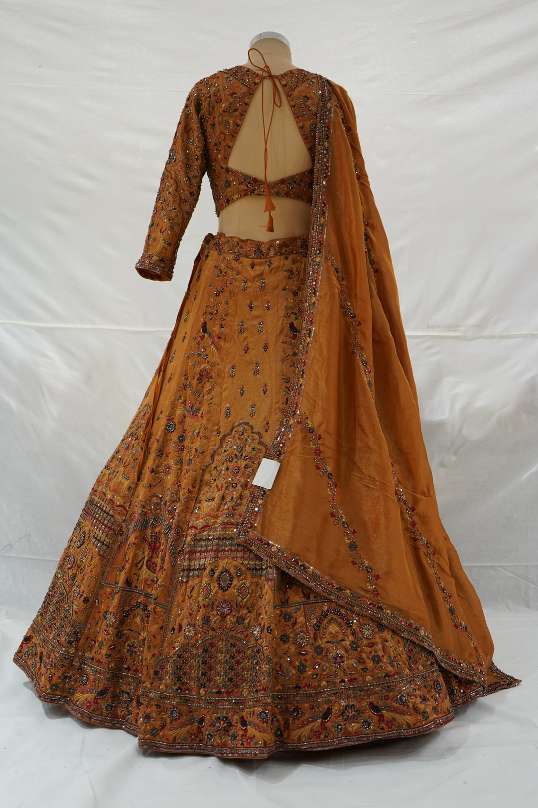 Mustard Yellow Embroidered Lehenga Set with Full Sleeve Designer Blouse & Dupatta