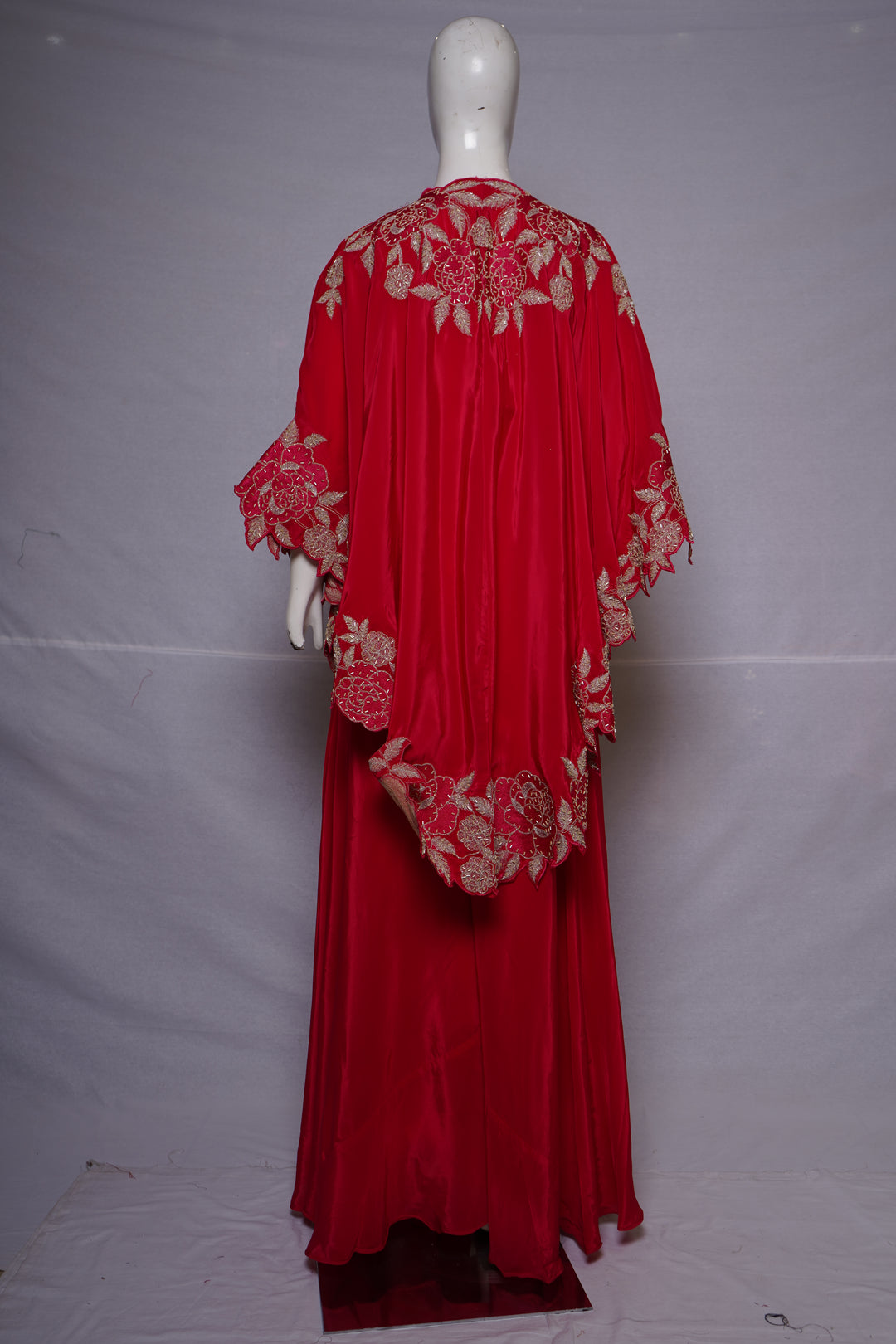 Crimson Red Palazzo Set with Embroidered Cape