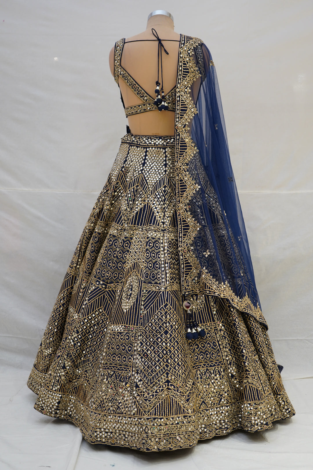 Royal Navy Blue Heavy Embroidered Designer Lehenga Choli with Net Dupatta