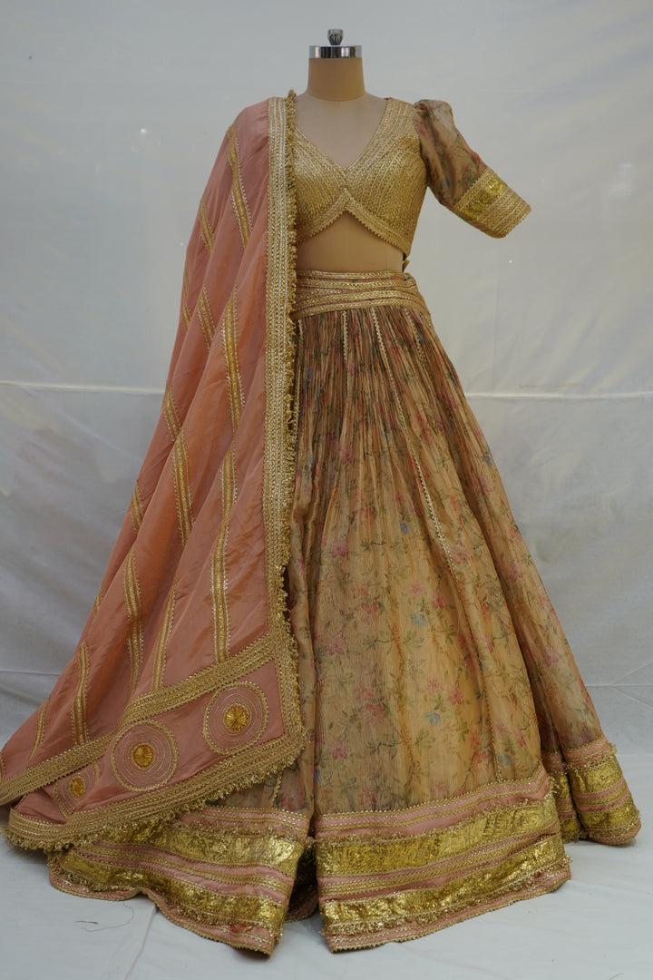 Blush Peach Floral Designer Lehenga Choli with Embellished Blouse & Soft Organza Dupatta