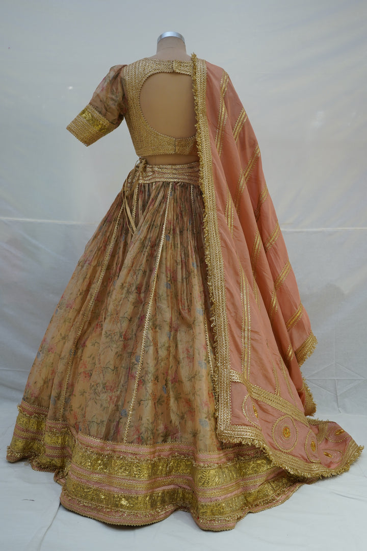 Blush Peach Floral Designer Lehenga Choli with Embellished Blouse & Soft Organza Dupatta